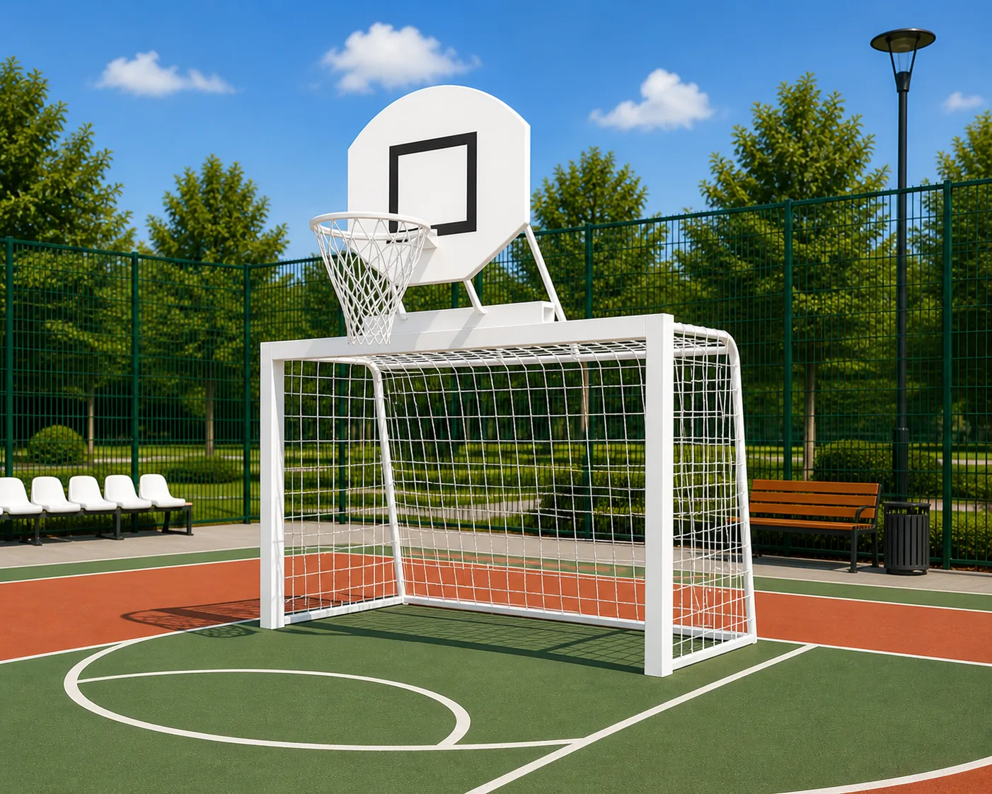 Poarta de Fotbal 3х2 m cu panou de Baschet 210