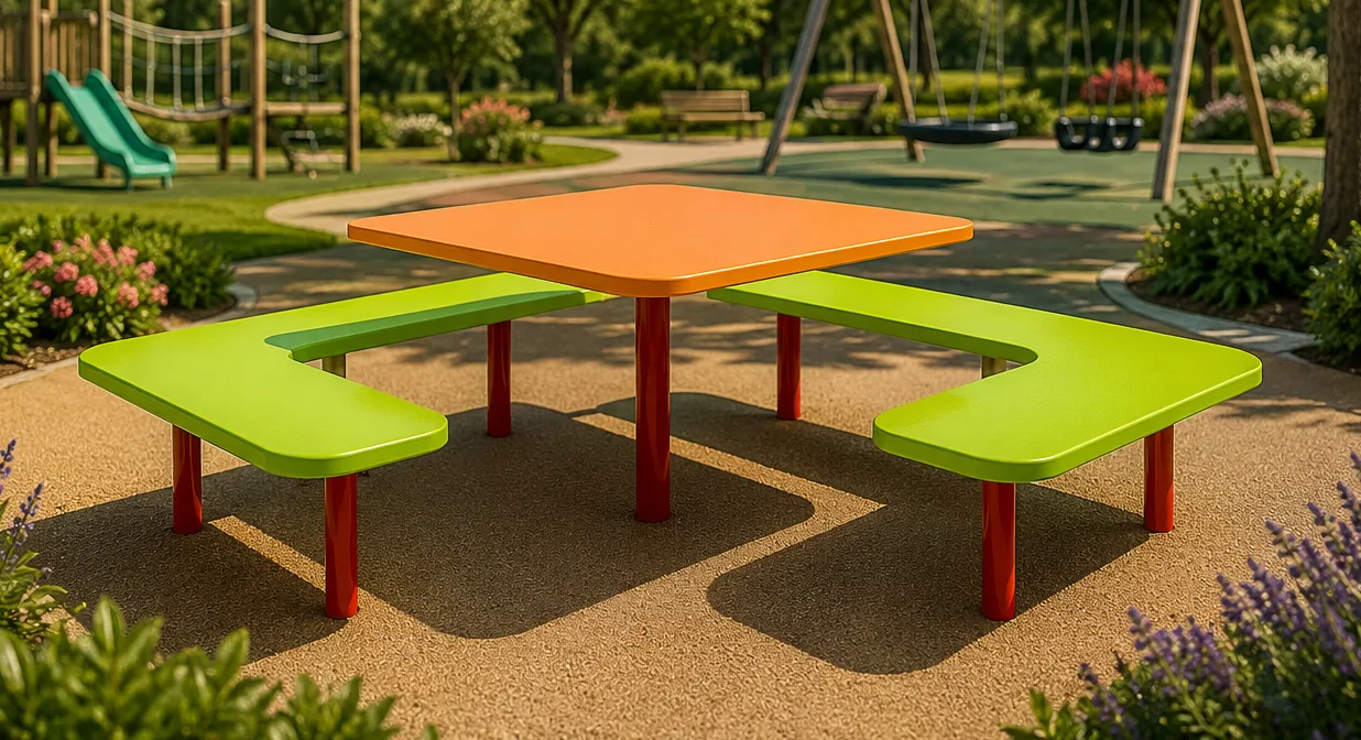 Set masă cu bănci pentru copii – model educativ modular 108